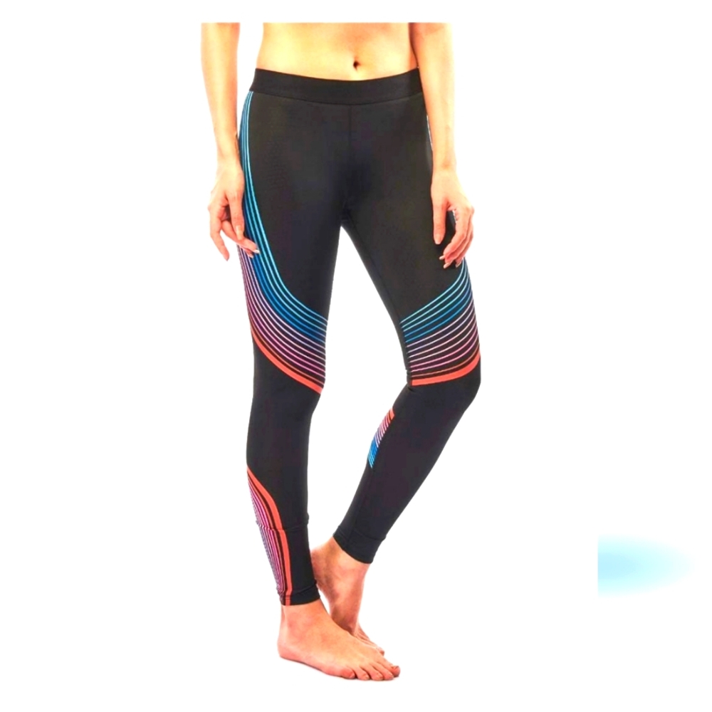 (SP)🆕️RBX Yoga Contour Black Capri Striped  Active Legging W 13.5" × L 30"